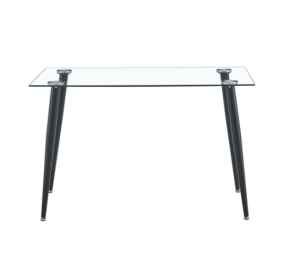 Glass Dinning Table 120 70 ,black Metal Leg , Dinning Table For 4 Seats Office Table Computer Desk (Color: Black)
