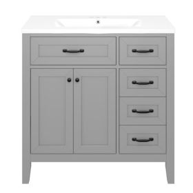 36  Bathroom Vanity With Sink Combo, Gray Bathroom Cabinet With Drawers, Solid Frame And MDF Board (Option: Gray)