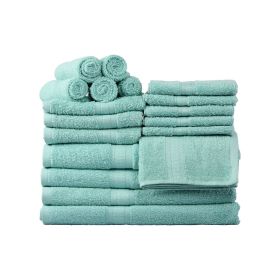 Basic Solid 18-Piece Bath Towel Set Collection (Color: aqua)