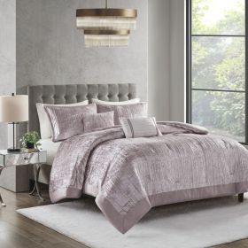 5 Piece Crinkle Velvet Comforter Set (Color: as Pic)