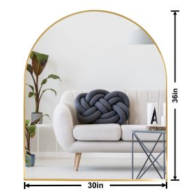 Deep Frame 30" x 36" Arch Mirror, Modern Dresser Mirror Wall Mounted Decor Metal Frame for Bedroom Living Room Entryway Fireplace Mantel Dining R (Color: Gold)