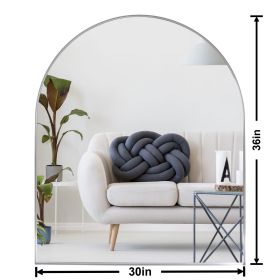 Deep Frame 30" x 36" Arch Mirror, Modern Dresser Mirror Wall Mounted Decor Metal Frame for Bedroom Living Room Entryway Fireplace Mantel Dining R (Color: Silver)