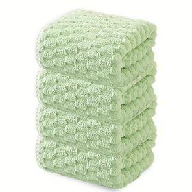 "Premium 4-Piece Waffle Weave Microfiber Bath Towel Set - Ultra-Soft & Quick-Drying Spa/Gym Towels for Adults with Honeycomb Texture" (Quantity: 4pcs green)