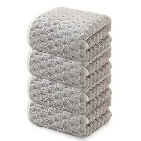 "Premium 4-Piece Waffle Weave Microfiber Bath Towel Set - Ultra-Soft & Quick-Drying Spa/Gym Towels for Adults with Honeycomb Texture" (Quantity: 4 piece blue)